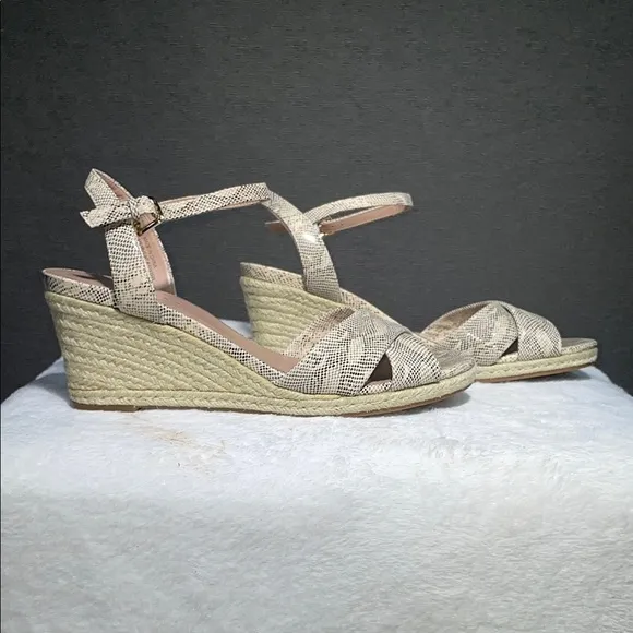 Cole Haan Cream Wedge Sandals with Braided Design