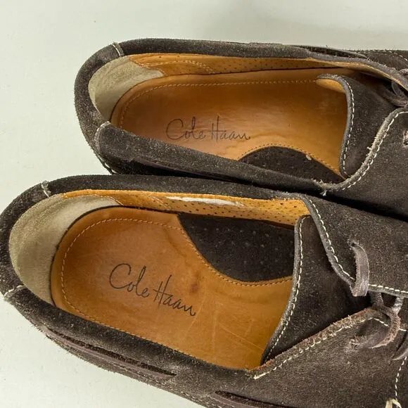 Cole Haan Dominick Boat shoes Men's 10 Dark Brown Suede Lace-Up Low Top Classic