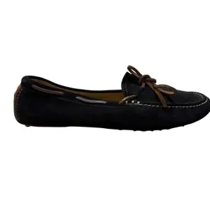 Cole Haan Driving Moccasins Shoes Size 11 Black Suede Brown Leather Laces