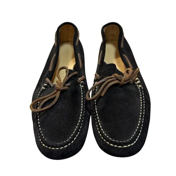 Cole Haan Driving Moccasins Shoes Size 11 Black Suede Brown Leather Laces