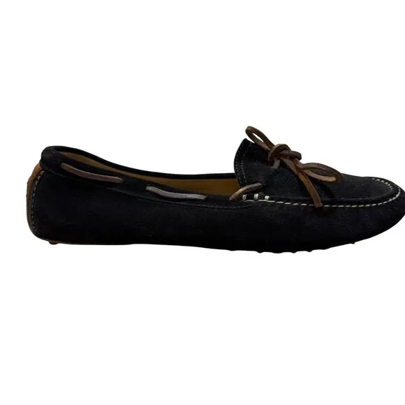 Cole Haan Driving Moccasins Shoes Size 11 Black Suede Brown Leather Laces