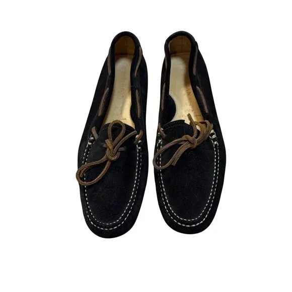 Cole Haan Driving Moccasins Shoes Size 11 Black Suede Brown Leather Laces