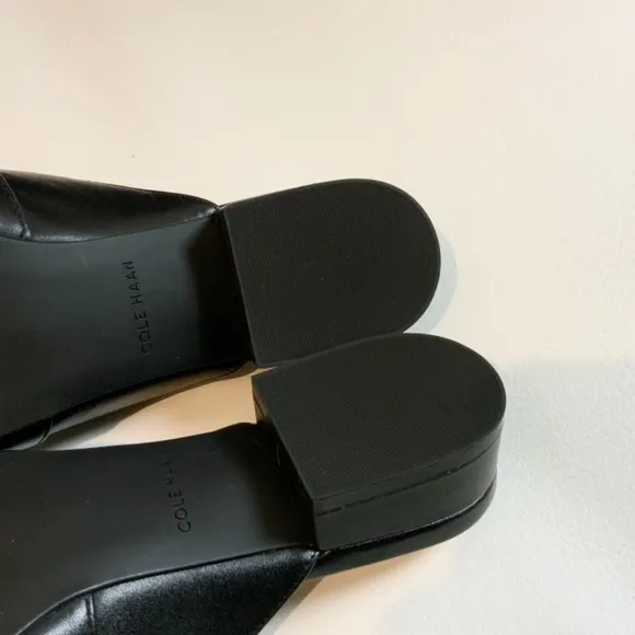 Cole Haan Emily Black Leather Mules Flats Sandals
