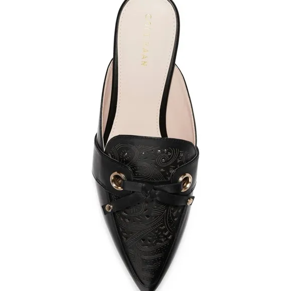 Cole Haan Emily Black Leather Mules Flats Sandals