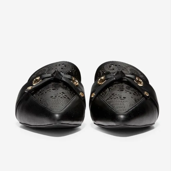 Cole Haan Emily Black Leather Mules Flats Sandals