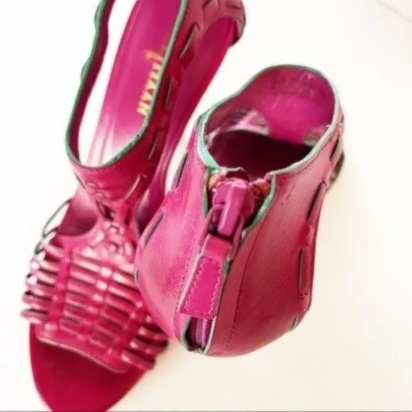 Cole Haan Fuchsia Valencia Nike Air Leather Open Toe Sandal Heel Size 6B