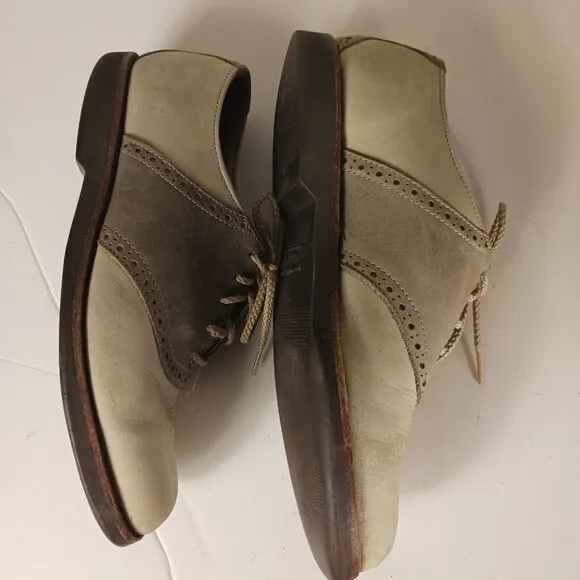 Cole Haan G2 Sadle Oxford Beige Leather Suede Shoes Mens 9.5 - 10 Dual Tone 5774