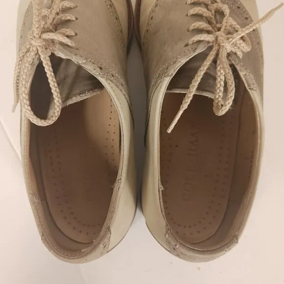 Cole Haan G2 Sadle Oxford Beige Leather Suede Shoes Mens 9.5 - 10 Dual Tone 5774