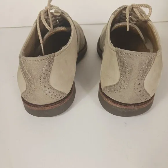 Cole Haan G2 Sadle Oxford Beige Leather Suede Shoes Mens 9.5 - 10 Dual Tone 5774