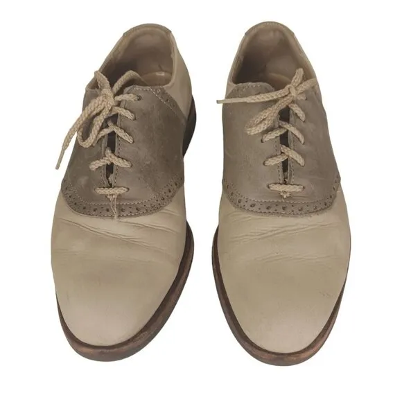 Cole Haan G2 Sadle Oxford Beige Leather Suede Shoes Mens 9.5 - 10 Dual Tone 5774