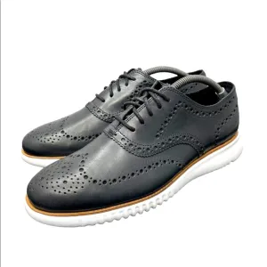 COLE HAAN GRAND OS Black White Oxford Wingtip Shoes C31534 Mens 9 Fast Ship