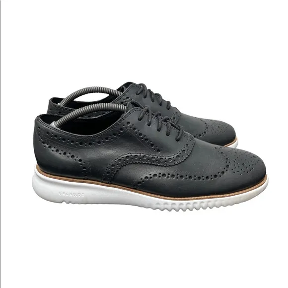 COLE HAAN GRAND OS Black White Oxford Wingtip Shoes C31534 Mens 9 Fast Ship