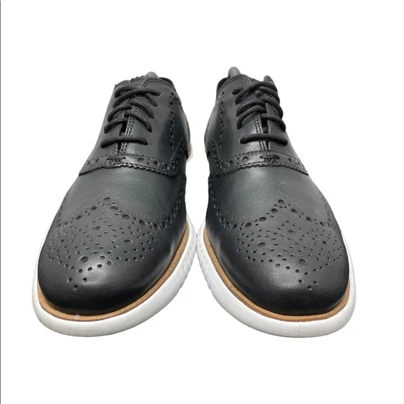 COLE HAAN GRAND OS Black White Oxford Wingtip Shoes C31534 Mens 9 Fast Ship