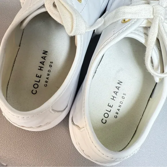 Cole Haan Grand OS Classic White Leather Sneakers 8B