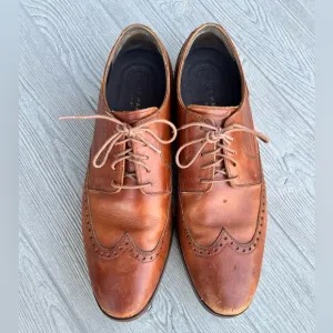 Cole Haan Grand OS Derby Wingtip Cognac Leather Dress Shoes Size 13 Style C23775
