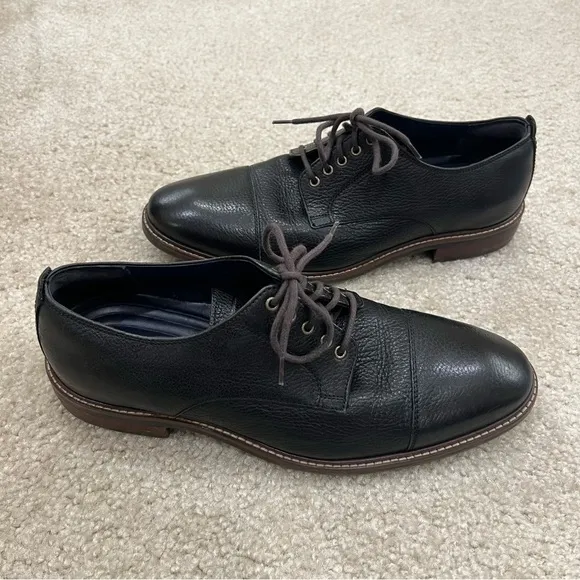 Cole Haan Grand OS Men Watson Black Leather Oxford Cap Toe Derby Sz 10 M C26150,