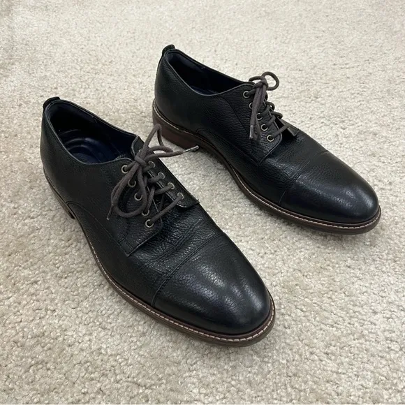 Cole Haan Grand OS Men Watson Black Leather Oxford Cap Toe Derby Sz 10 M C26150,