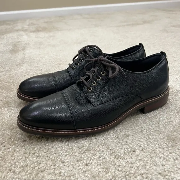 Cole Haan Grand OS Men Watson Black Leather Oxford Cap Toe Derby Sz 10 M C26150,