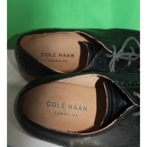 Cole Haan Grand OS Men's Black Dress Shoes Size 9.5M FT C21825 B16 Wingtip Derby