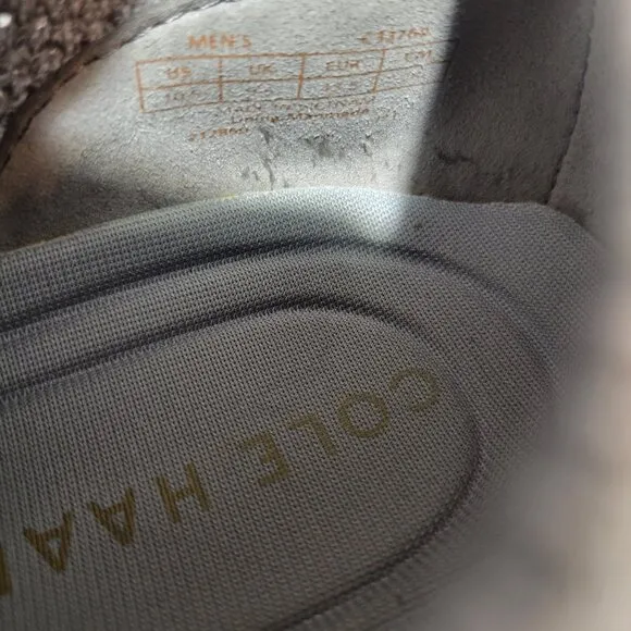 Cole Haan Grand Troy Men's Size 10.5 US Gray Knit Wingtip Oxford Shoes C33769