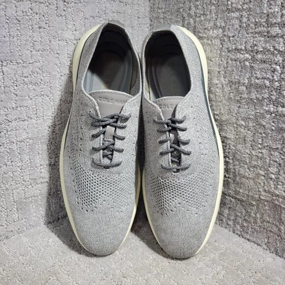 Cole Haan Grand Troy Men's Size 10.5 US Gray Knit Wingtip Oxford Shoes C33769