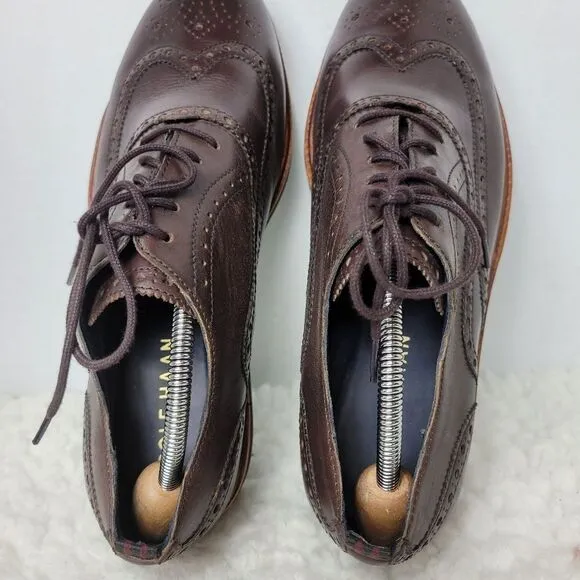 Cole Haan Grand OS Mens Shoes Size 10M Brown Leather Wingtip Oxford C31330