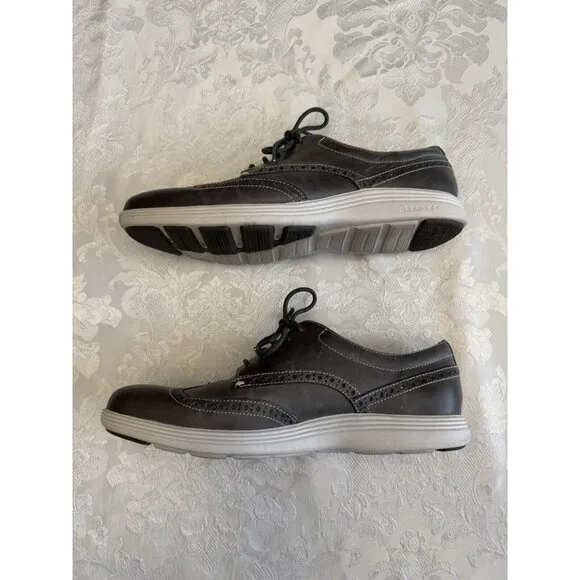 Cole Haan Grand.OS Sz 9M Gray Leather Wingtip Oxford Derby Comfort Shoe‎ C24895