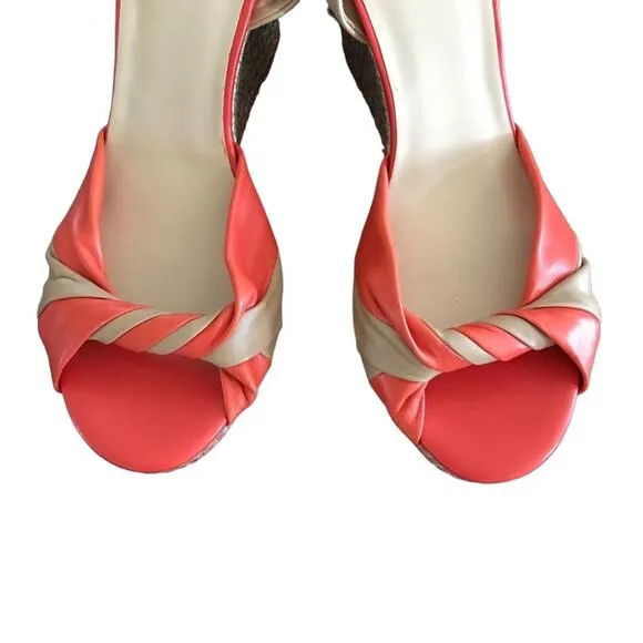 COLE HAAN Leather Platform Wedges Sz 10 Boho Retro Coquette Elegant Cottage Boho