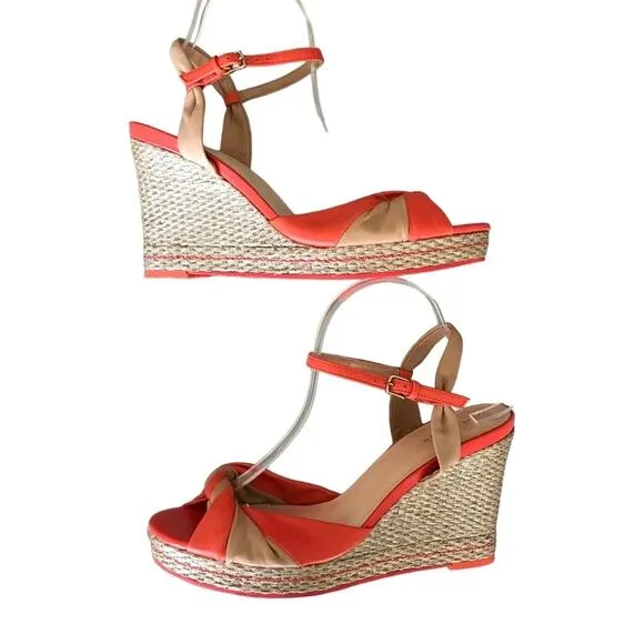 COLE HAAN Leather Platform Wedges Sz 10 Boho Retro Coquette Elegant Cottage Boho
