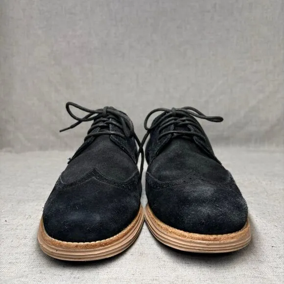 Cole Haan Lunargrand Wingtip Oxford Black Suede Lace Up Derby Classic Men’s 11