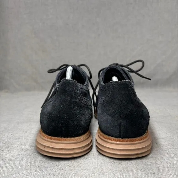 Cole Haan Lunargrand Wingtip Oxford Black Suede Lace Up Derby Classic Men’s 11