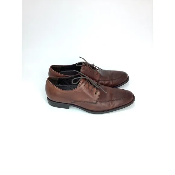 Cole Haan Men Apron Toe Derby Lace Up Oxford Brown Leather Size 8 M dress shoes