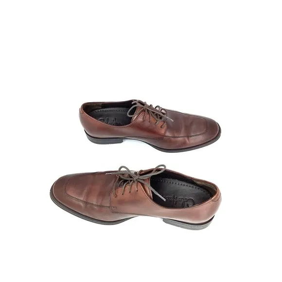 Cole Haan Men Apron Toe Derby Lace Up Oxford Brown Leather Size 8 M dress shoes