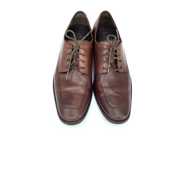Cole Haan Men Apron Toe Derby Lace Up Oxford Brown Leather Size 8 M dress shoes