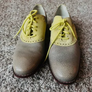 Cole-Haan Men Leather Wingtip Oxford Saddle C09919 U B2 Two-Tone Shoes Size 9M