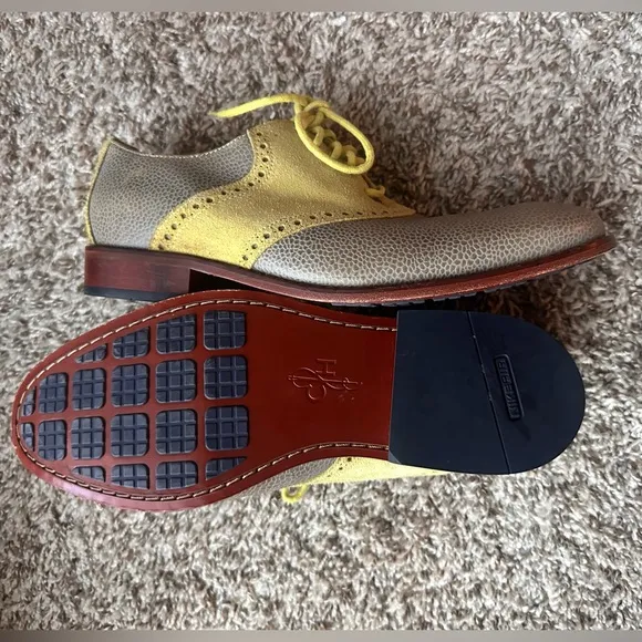 Cole-Haan Men Leather Wingtip Oxford Saddle C09919 U B2 Two-Tone Shoes Size 9M