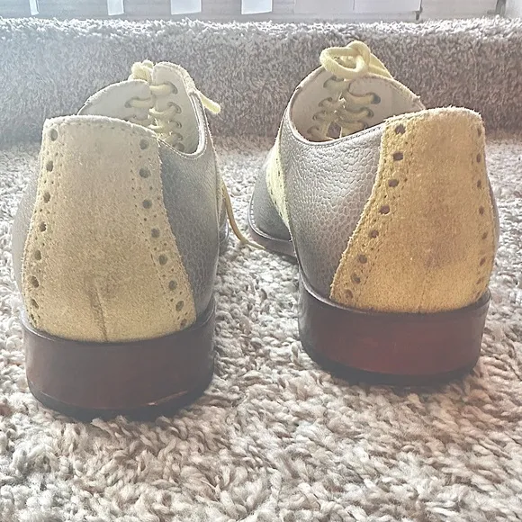 Cole-Haan Men Leather Wingtip Oxford Saddle C09919 U B2 Two-Tone Shoes Size 9M