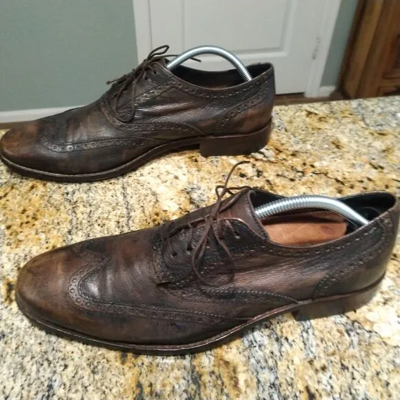 Cole Haan Mens 10.5 Air Colton Wingtip Brogue Leather Oxford Brown Shoes C10028