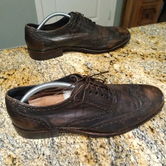 Cole Haan Mens 10.5 Air Colton Wingtip Brogue Leather Oxford Brown Shoes C10028