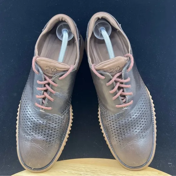 Cole Haan Men's 2.ZERØGRAND Size 10.5 Lined Laser Oxford Dark Taupe Style C25530