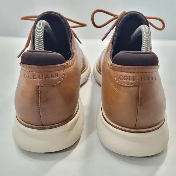 COLE HAAN MEN'S 2.ZEROGRAND LASER WINGTIP OXFORD SHOES SIZE 9M BRITISH TAN/IVORY