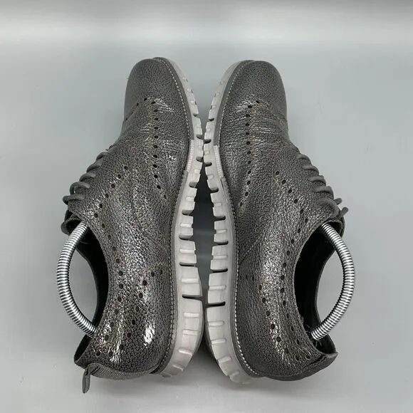 Cole Haan Mens 9.5 Zerogrand Grand OS Stitch Wingtip Oxford II Shoe Sneaker Gray