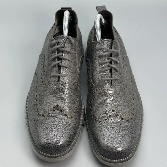 Cole Haan Mens 9.5 Zerogrand Grand OS Stitch Wingtip Oxford II Shoe Sneaker Gray