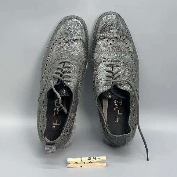 Cole Haan Mens 9.5 Zerogrand Grand OS Stitch Wingtip Oxford II Shoe Sneaker Gray