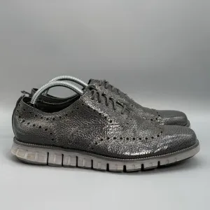 Cole Haan Mens 9.5 Zerogrand Grand OS Stitch Wingtip Oxford II Shoe Sneaker Gray