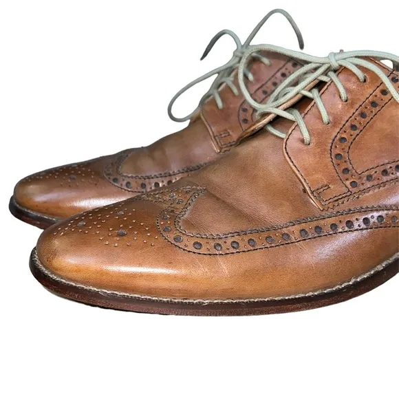 Cole Haan Men’s Giraldo Wingtip Shoes Size 9 British Tan Leather Oxford Derby