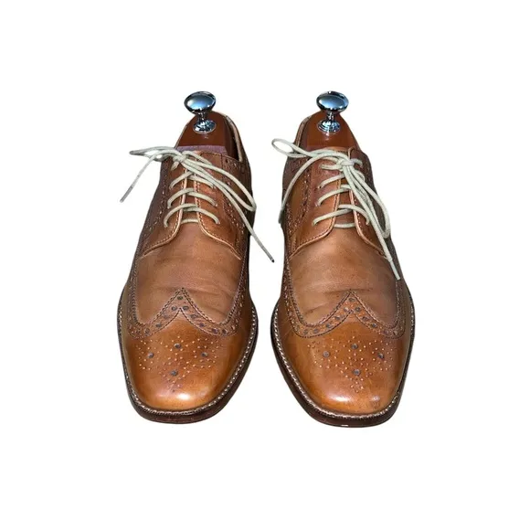 Cole Haan Men’s Giraldo Wingtip Shoes Size 9 British Tan Leather Oxford Derby