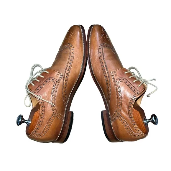 Cole Haan Men’s Giraldo Wingtip Shoes Size 9 British Tan Leather Oxford Derby