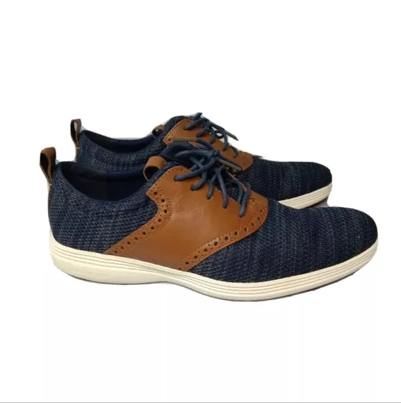 Cole Haan Men's Grand Tour Knit Oxford  Men's Shoes Sz 9. 5 Blue Tan