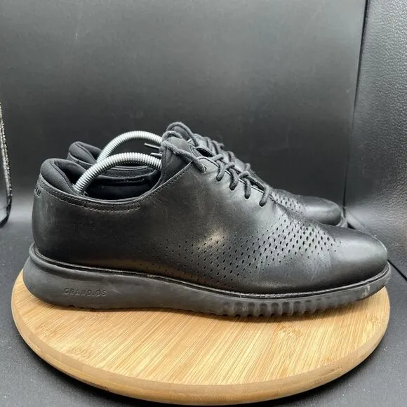 Cole Haan Mens Size 10.5 2.ZeroGrand Laser Wing Derby Black Leather Oxford Shoes